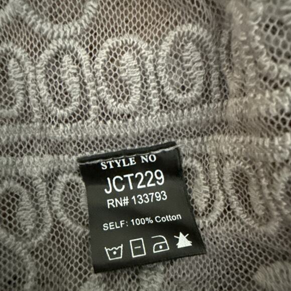 POL Kimono Duster Womens One Size Embroidered Floral Lace Gray Festival - Picture 7 of 8